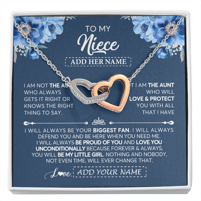 Interlocking Hearts Necklace Stainless Steel & Rose Gold Finish | 1 | Personalized To My Niece Necklace From Aunt Proud Of You Birthday Gifts For Niece Jewelry Gifts Graduation Christmas Customized Gift Box Message Card | https://siriusteestore.