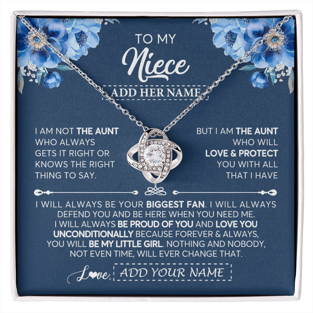 Love Knot Necklace 14K White Gold Finish | 1 | Personalized To My Niece Necklace From Aunt Proud Of You Birthday Gifts For Niece Jewelry Gifts Graduation Christmas Customized Gift Box Message Card | https://siriusteestore.