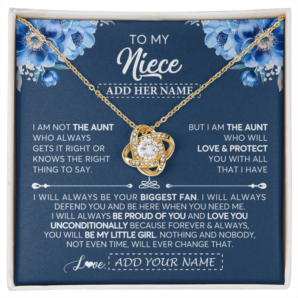 Love Knot Necklace 18K Yellow Gold Finish | 1 | Personalized To My Niece Necklace From Aunt Proud Of You Birthday Gifts For Niece Jewelry Gifts Graduation Christmas Customized Gift Box Message Card | https://siriusteestore.