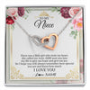 Interlocking Hearts Necklace Stainless Steel & Rose Gold Finish | 1 | Personalized To My Niece Necklace From Aunt There Was A Little Girl Niece Birthday Gifts Jewelry Graduation Christmas Customized Gift Box Message Card | siriusteestore