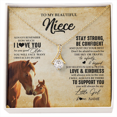 Alluring Beauty Necklace 18K Yellow Gold Finish | 1 | Personalized To My Niece Necklace From Aunt Uncle Always Remember I Love You Horse Niece Birthday Jewelry Graduation Christmas Customized Gift Box Message Card | siriusteestore
