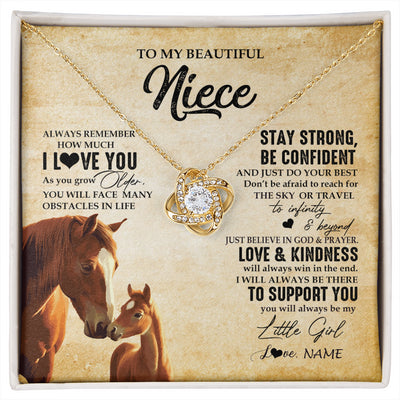 Love Knot Necklace 18K Yellow Gold Finish | 1 | Personalized To My Niece Necklace From Aunt Uncle Always Remember I Love You Horse Niece Birthday Jewelry Graduation Christmas Customized Gift Box Message Card | siriusteestore