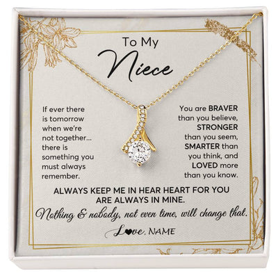 Alluring Beauty Necklace 18K Yellow Gold Finish | 1 | Personalized To My Niece Necklace From Aunt Uncle Auntie Always Keep Me In Your Heart Niece Birthday Graduation Christmas Customized Gift Box Message Card | siriusteestore