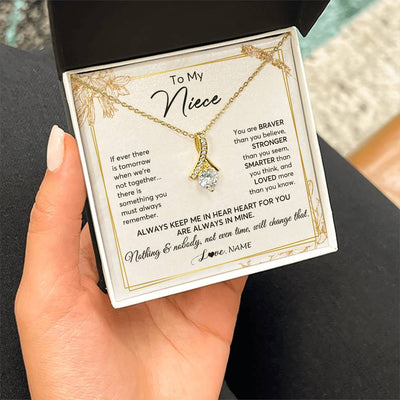 Alluring Beauty Necklace 18K Yellow Gold Finish | 2 | Personalized To My Niece Necklace From Aunt Uncle Auntie Always Keep Me In Your Heart Niece Birthday Graduation Christmas Customized Gift Box Message Card | siriusteestore