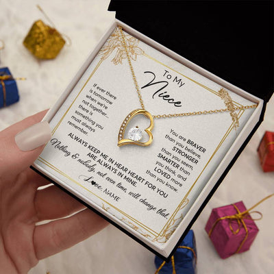Forever Love Necklace 18K Yellow Gold Finish | 2 | Personalized To My Niece Necklace From Aunt Uncle Auntie Always Keep Me In Your Heart Niece Birthday Graduation Christmas Customized Gift Box Message Card | siriusteestore