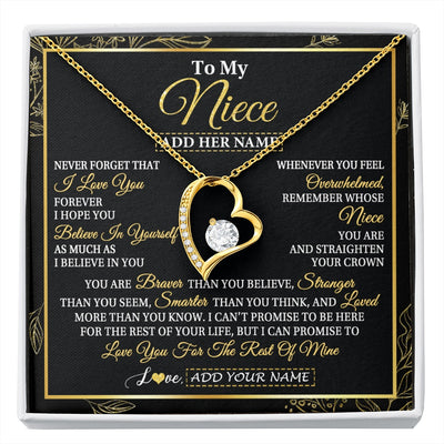 Forever Love Necklace 18K Yellow Gold Finish | 1 | Personalized To My Niece Necklace From Aunt Uncle Auntie I Love You Gift For My Niece Birthday Gifts Graduation Christmas Customized Gift Box Message Card | siriusteestore.myshopify