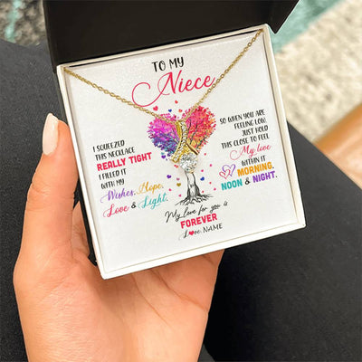Alluring Beauty Necklace 18K Yellow Gold Finish | 2 | Personalized To My Niece Necklace From Aunt Uncle Auntie I Squeezed This Necklace Niece Birthday Graduation Christmas Customized Gift Box Message Card | siriusteestore