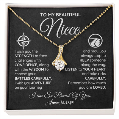 Alluring Beauty Necklace 18K Yellow Gold Finish | 1 | Personalized To My Niece Necklace From Aunt Uncle Auntie I Wish You The Strength Niece Birthday Graduation Inspirational Customized Gift Box Message Card | siriusteestore.myshopify