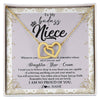Interlocking Hearts Necklace 18K Yellow Gold Finish | Personalized To My Niece Necklace From Aunt Uncle Auntie Straighten Your Crown Niece Birthday Christmas Graduation Jewelry Customized Gift Box Message Card | siriusteestore