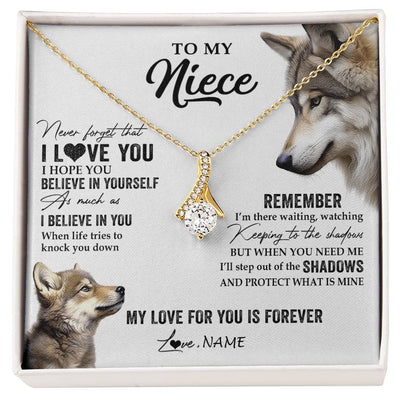 Alluring Beauty Necklace 18K Yellow Gold Finish | 1 | Personalized To My Niece Necklace From Aunt Uncle Auntie Wolf My Love For You Is Forever Niece Birthday Graduation Christmas Customized Gift Box Message Card | siriusteestore