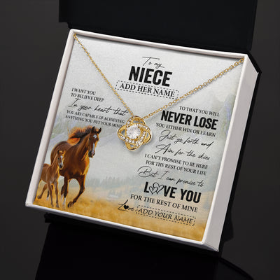 Love Knot Necklace 18K Yellow Gold Finish | 2 | Personalized To My Niece Necklace From Aunt Uncle Auntie You Will Never Lose Horse Niece Birthday Gifts Graduation Christmas Customized Gift Box Message Card | siriusteestore