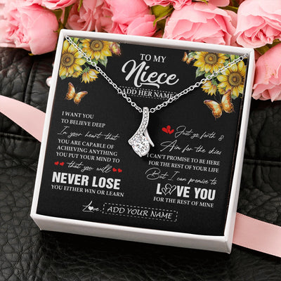 Alluring Beauty Necklace 14K White Gold Finish | 2 | Personalized To My Niece Necklace From Aunt Uncle Auntie You Will Never Lose Sunflower Niece Birthday Gifts Graduation Christmas Custom Gift Box Message Card | siriusteestore.myshopify