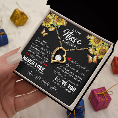 Forever Love Necklace 18K Yellow Gold Finish | 2 | Personalized To My Niece Necklace From Aunt Uncle Auntie You Will Never Lose Sunflower Niece Birthday Gifts Graduation Christmas Custom Gift Box Message Card | siriusteestore.myshopify