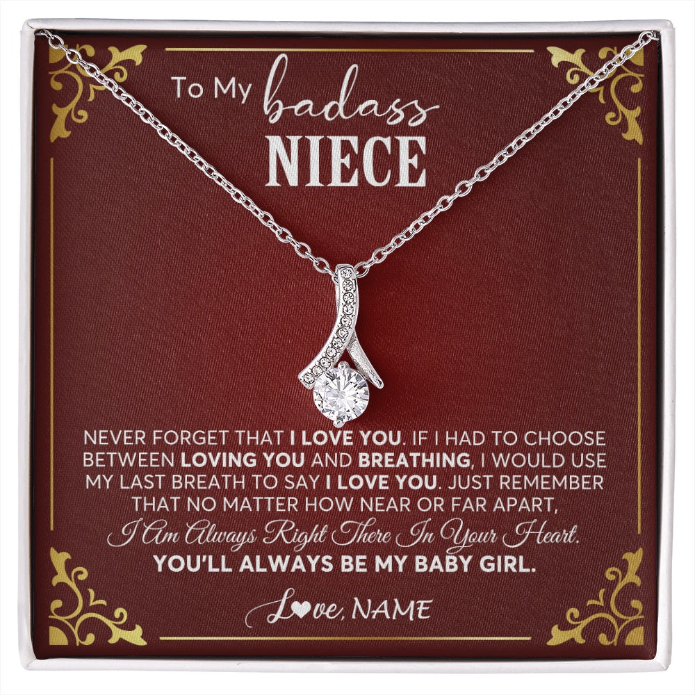 Alluring Beauty Necklace 14K White Gold Finish | 1 | Personalized To My Niece Necklace From Aunt Uncle Auntie You'll Always Be My Niece Birthday Christmas Jewelry Customized Gift Box Message Card | siriusteestore.myshopify