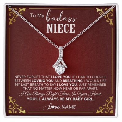 Alluring Beauty Necklace 14K White Gold Finish | 1 | Personalized To My Niece Necklace From Aunt Uncle Auntie You'll Always Be My Niece Birthday Christmas Jewelry Customized Gift Box Message Card | siriusteestore.myshopify