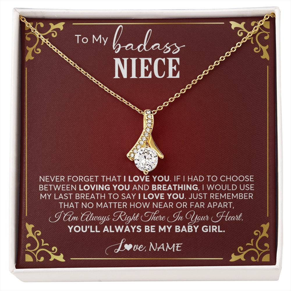 Alluring Beauty Necklace 18K Yellow Gold Finish | 1 | Personalized To My Niece Necklace From Aunt Uncle Auntie You'll Always Be My Niece Birthday Christmas Jewelry Customized Gift Box Message Card | siriusteestore.myshopify