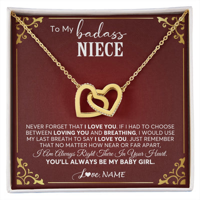 Interlocking Hearts Necklace 18K Yellow Gold Finish | 1 | Personalized To My Niece Necklace From Aunt Uncle Auntie You'll Always Be My Niece Birthday Christmas Jewelry Customized Gift Box Message Card | siriusteestore.myshopify
