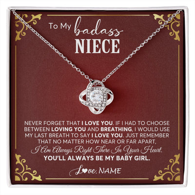 Love Knot Necklace 14K White Gold Finish | 1 | Personalized To My Niece Necklace From Aunt Uncle Auntie You'll Always Be My Niece Birthday Christmas Jewelry Customized Gift Box Message Card | siriusteestore.myshopify