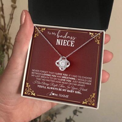 Love Knot Necklace 14K White Gold Finish | 2 | Personalized To My Niece Necklace From Aunt Uncle Auntie You'll Always Be My Niece Birthday Christmas Jewelry Customized Gift Box Message Card | siriusteestore.myshopify