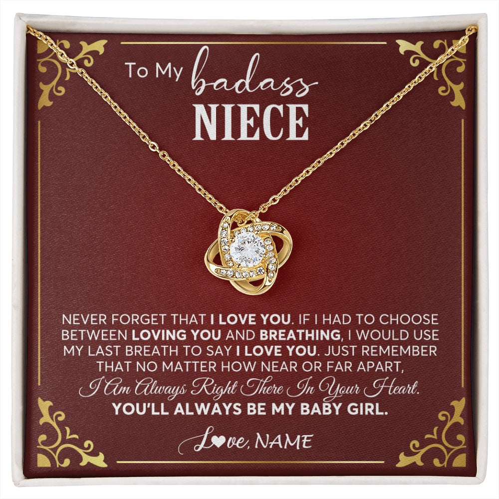 Love Knot Necklace 18K Yellow Gold Finish | 1 | Personalized To My Niece Necklace From Aunt Uncle Auntie You'll Always Be My Niece Birthday Christmas Jewelry Customized Gift Box Message Card | siriusteestore.myshopify