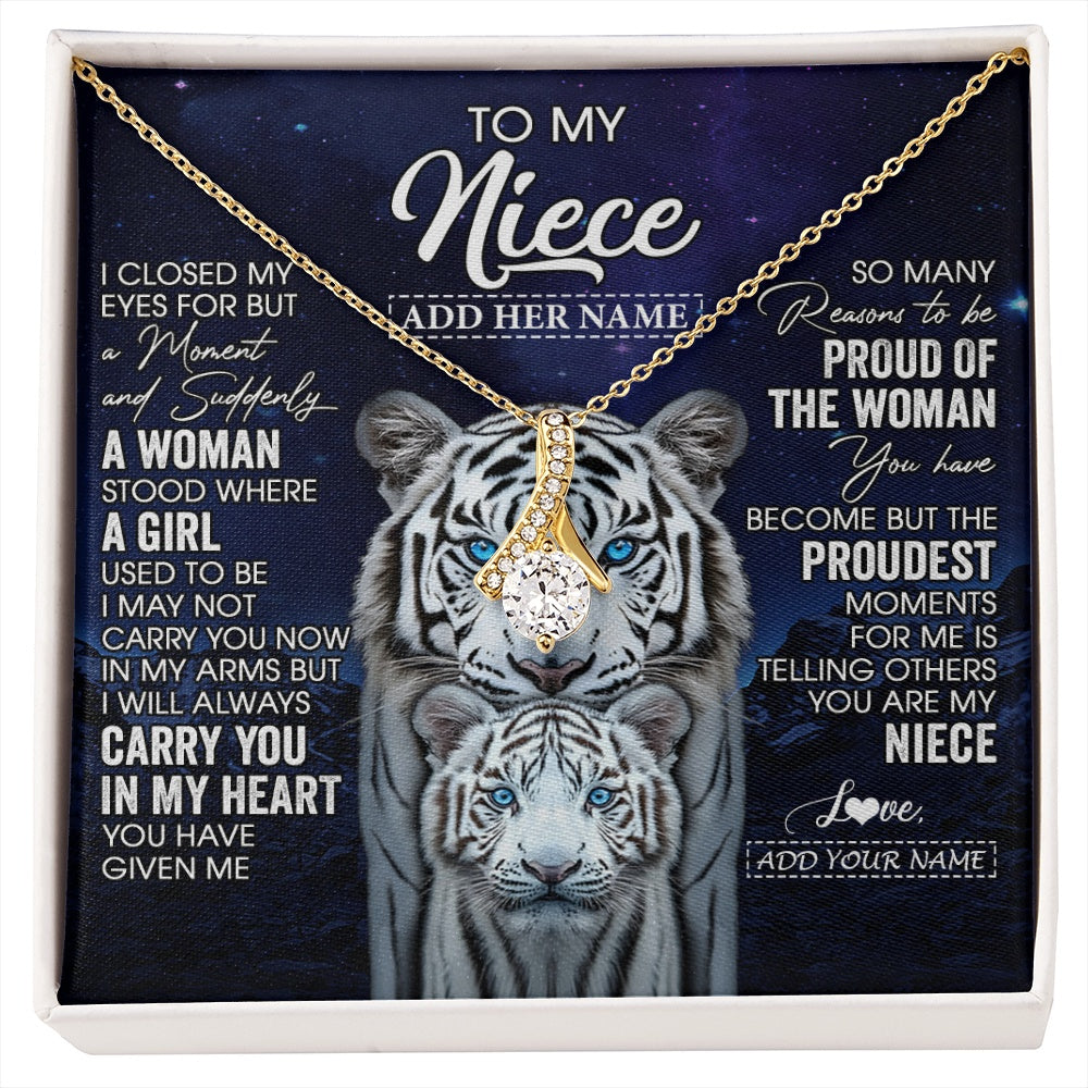 Alluring Beauty Necklace 18K Yellow Gold Finish | 1 | Personalized To My Niece Necklace From Aunt Uncle I Close My Eyes White Tiger Niece Birthday Gift Graduation Christmas Custom Gift Box Message Card | https://siriusteestore.