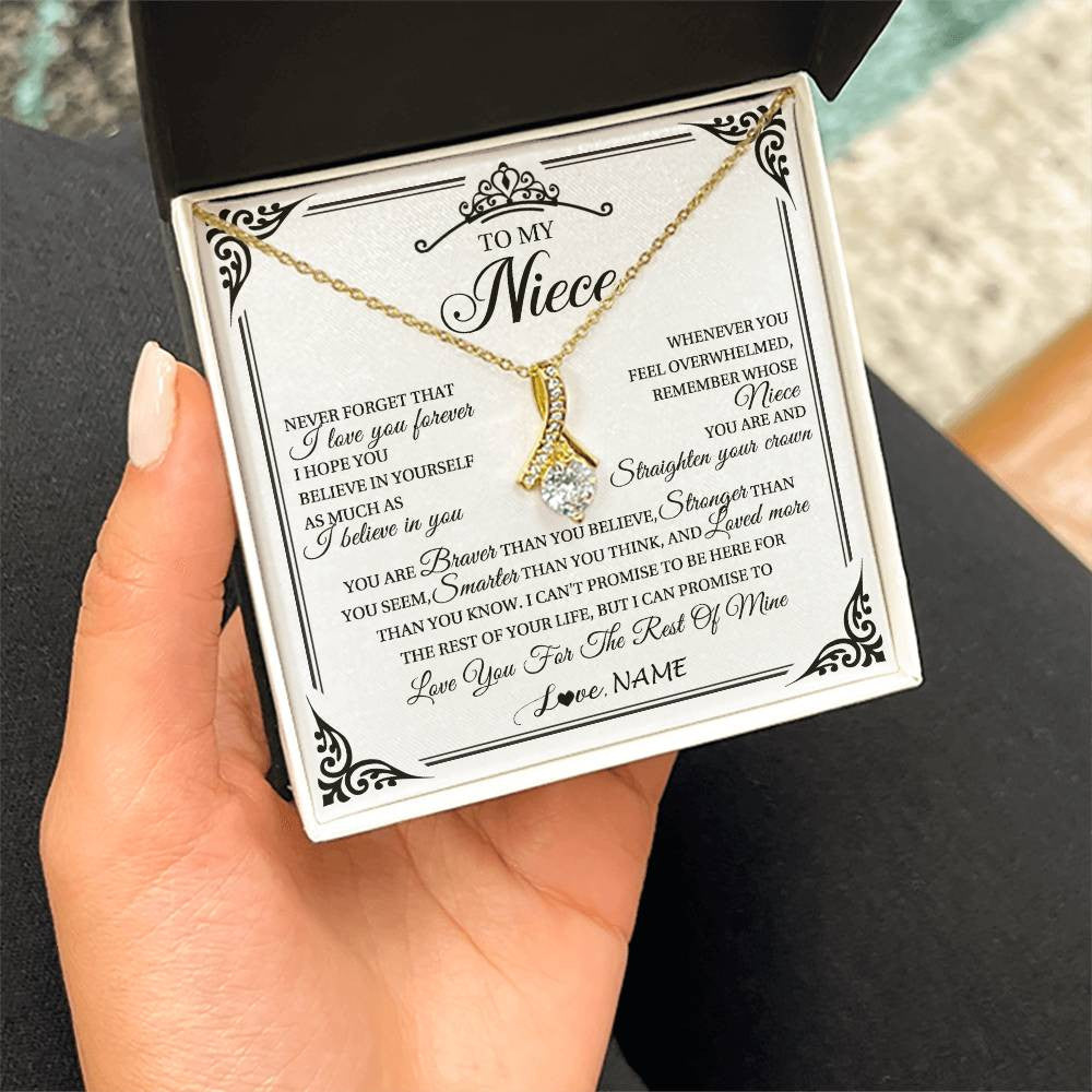 Alluring Beauty Necklace 18K Yellow Gold Finish | 2 | Personalized To My Niece Necklace From Aunt Uncle I Love You Forever Niece Birthday Valentines Day Graduation Christmas Customized Gift Box Message Card | siriusteestore