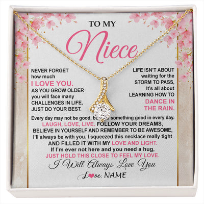 Alluring Beauty Necklace 18K Yellow Gold Finish | 1 | Personalized To My Niece Necklace From Aunt Uncle Inspirational I Love You Niece Birthday Valentines Day Graduation Christmas Customized Gift Box Message Card | siriusteestore