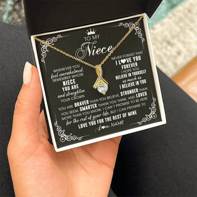 Alluring Beauty Necklace 18K Yellow Gold Finish | 2 | Personalized To My Niece Necklace From Aunt Uncle Inspirational Strength Niece Birthday Jewelry Graduation Christmas Customized Gift Box Message Card | siriusteestore