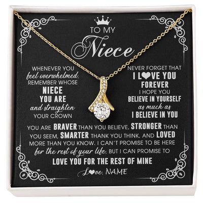Alluring Beauty Necklace 18K Yellow Gold Finish | 1 | Personalized To My Niece Necklace From Aunt Uncle Inspirational Strength Niece Birthday Jewelry Graduation Christmas Customized Gift Box Message Card | siriusteestore