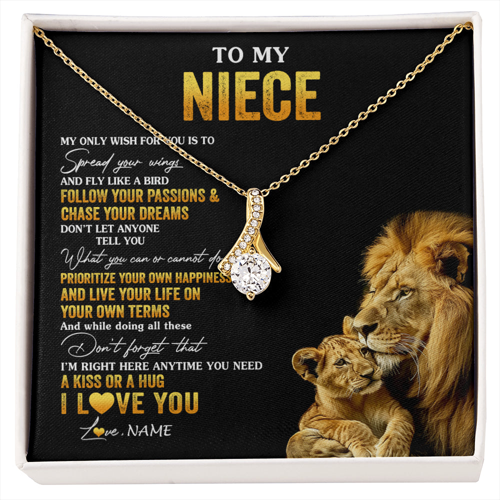 Alluring Beauty Necklace 18K Yellow Gold Finish | 1 | Personalized To My Niece Necklace From Aunt Uncle Lion My Only Wish For You Niece Birthday Graduation Christmas Customized Gift Box Message Card | siriusteestore