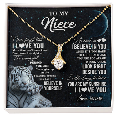 Alluring Beauty Necklace 18K Yellow Gold Finish | 1 | Personalized To My Niece Necklace From Aunt Uncle Never Forget I Love You White Tiger Niece Birthday Graduation Christmas Customized Gift Box Message Card | siriusteestore