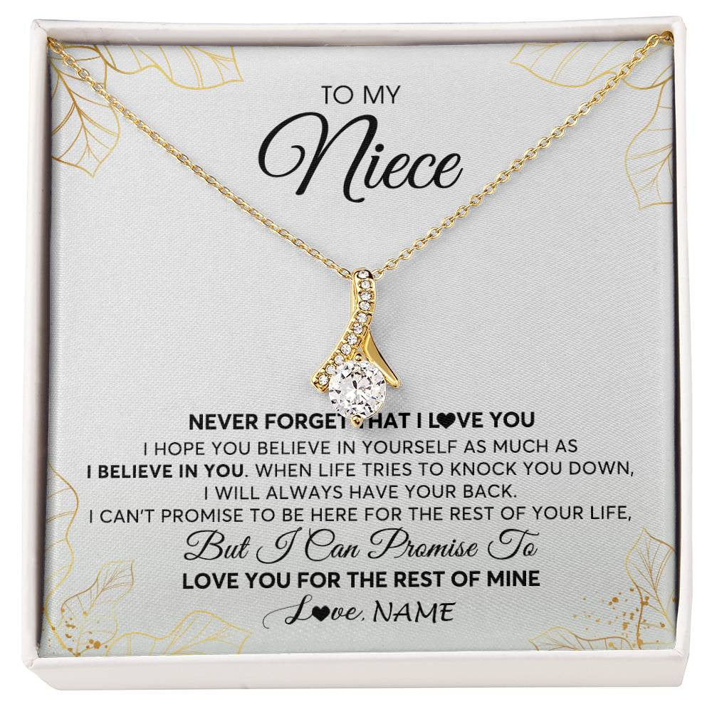 Alluring Beauty Necklace 18K Yellow Gold Finish | 1 | Personalized To My Niece Necklace From Aunt Uncle Never Forget That I Love You Niece Birthday Graduation Christmas Customized Gift Box Message Card | siriusteestore