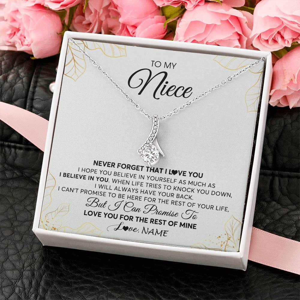Alluring Beauty Necklace | Personalized To My Niece Necklace From Aunt Uncle Never Forget That I Love You Niece Birthday Graduation Christmas Customized Gift Box Message Card | siriusteestore