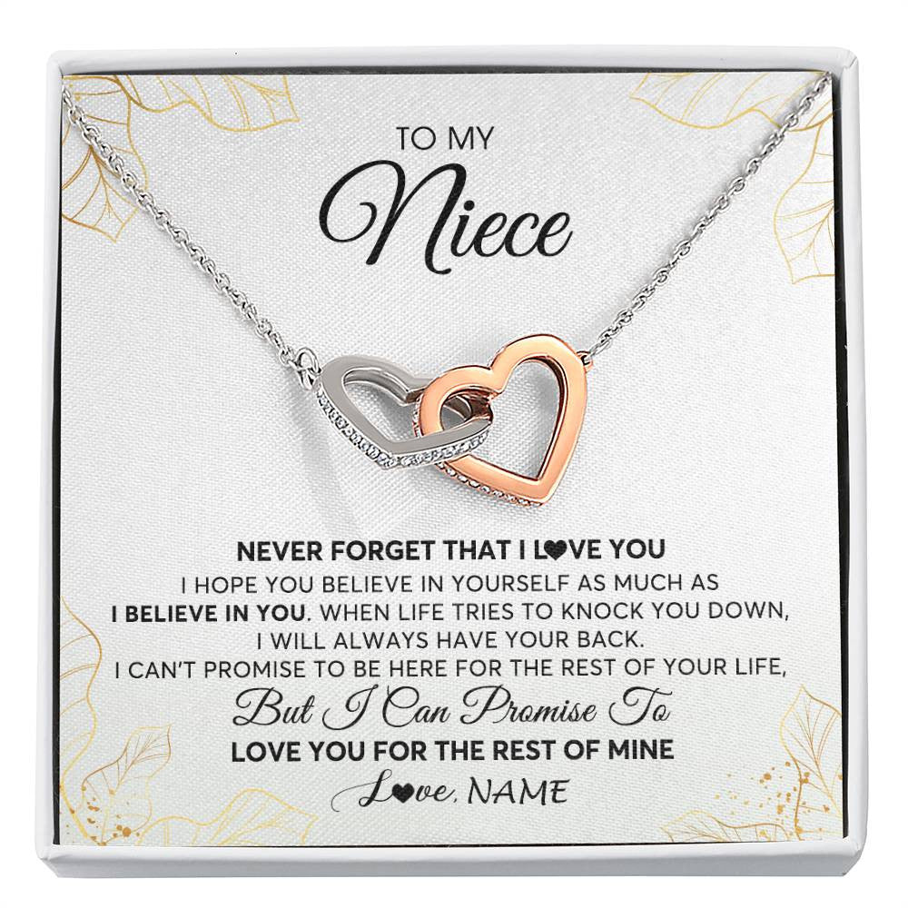 Interlocking Hearts Necklace | Personalized To My Niece Necklace From Aunt Uncle Never Forget That I Love You Niece Birthday Graduation Christmas Customized Gift Box Message Card | siriusteestore