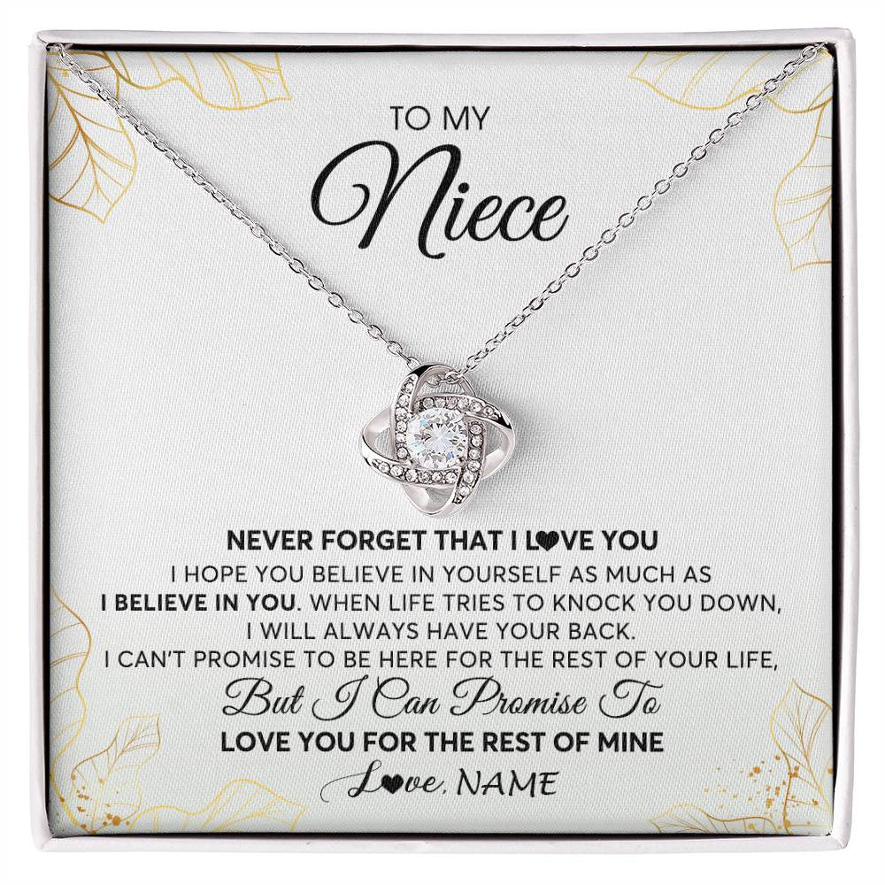 Love Knot Necklace | Personalized To My Niece Necklace From Aunt Uncle Never Forget That I Love You Niece Birthday Graduation Christmas Customized Gift Box Message Card | siriusteestore