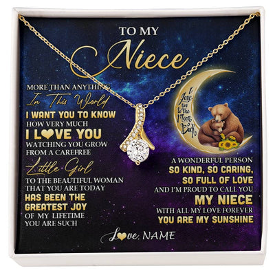 Alluring Beauty Necklace 18K Yellow Gold Finish | 1 | Personalized To My Niece Necklace From Aunt Uncle Positive Energy Encourage Brave Little Bear Niece Birthday Gifts Christmas Customized Gift Box Message Card | siriusteestore