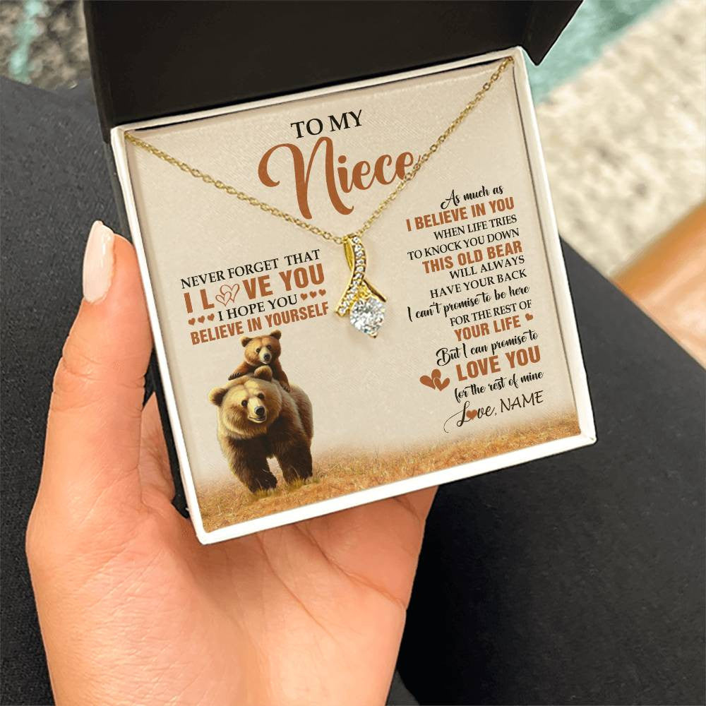 Alluring Beauty Necklace 18K Yellow Gold Finish | 2 | Personalized To My Niece Necklace From Aunt Uncle This Old Bear Love You Niece Birthday Gifts Jewelry Graduation Christmas Customized Gift Box Message Card | siriusteestore