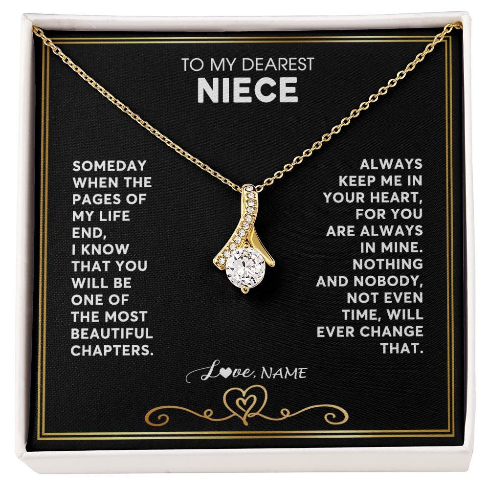 Alluring Beauty Necklace 18K Yellow Gold Finish | 1 | Personalized To My Niece Necklace From Aunt Uncle When The Pages Of My Life End Niece Birthday Graduation Christmas Pendant Customized Gift Message Card | siriusteestore