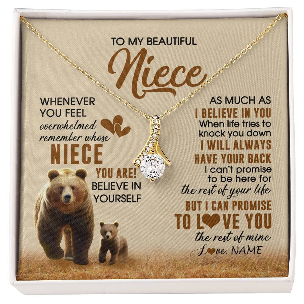 Alluring Beauty Necklace 18K Yellow Gold Finish | 1 | Personalized To My Niece Necklace From Aunt Uncle Whenever You Feel Bear Niece Birthday Gifts Gifts Graduation Christmas Customized Gift Box Message Card | siriusteestore