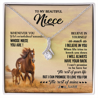 Alluring Beauty Necklace 14K White Gold Finish | 1 | Personalized To My Niece Necklace From Aunt Uncle Whenever You Feel Horse Niece Birthday Gifts Jewelry Graduation Christmas Customized Gift Box Message Card | siriusteestore