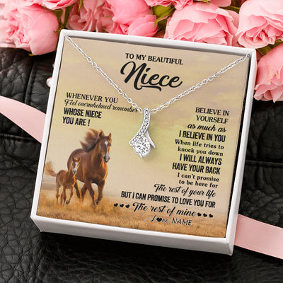 Alluring Beauty Necklace 14K White Gold Finish | 2 | Personalized To My Niece Necklace From Aunt Uncle Whenever You Feel Horse Niece Birthday Gifts Jewelry Graduation Christmas Customized Gift Box Message Card | siriusteestore