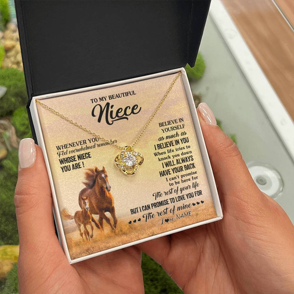 Love Knot Necklace 18K Yellow Gold Finish | 2 | Personalized To My Niece Necklace From Aunt Uncle Whenever You Feel Horse Niece Birthday Gifts Jewelry Graduation Christmas Customized Gift Box Message Card | siriusteestore