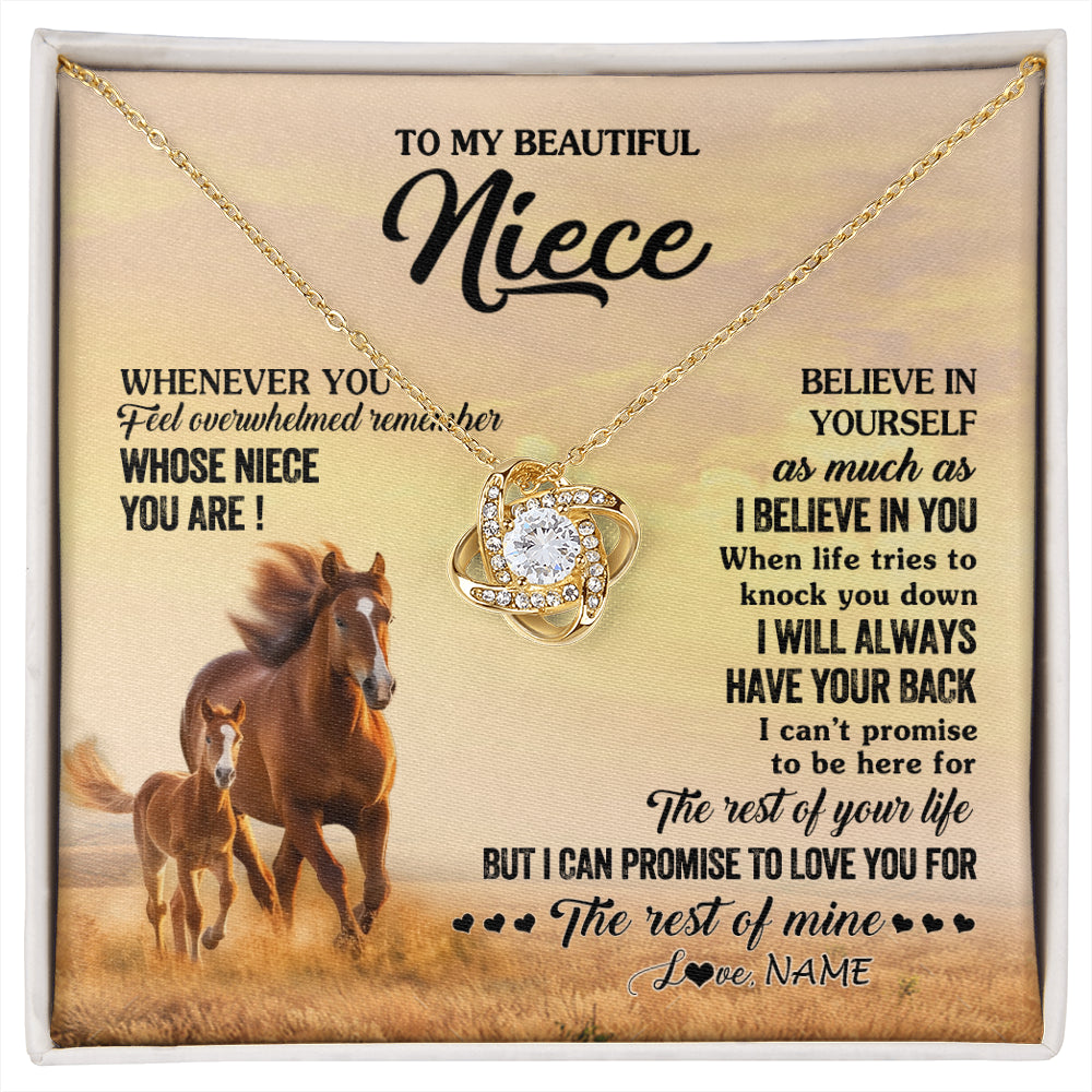 Love Knot Necklace 18K Yellow Gold Finish | 1 | Personalized To My Niece Necklace From Aunt Uncle Whenever You Feel Horse Niece Birthday Gifts Jewelry Graduation Christmas Customized Gift Box Message Card | siriusteestore