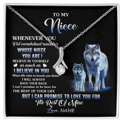 Alluring Beauty Necklace 14K White Gold Finish | 1 | Personalized To My Niece Necklace From Aunt Uncle Whenever You Feel Wolf Niece Birthday Gifts Jewelry Graduation Christmas Customized Gift Box Message Card | siriusteestore