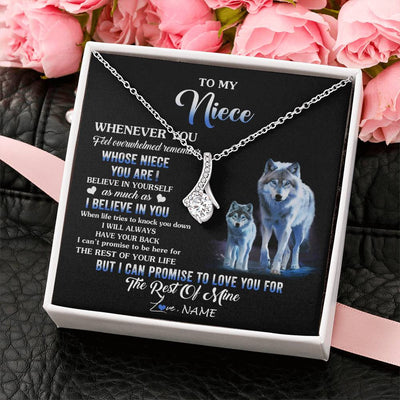 Alluring Beauty Necklace 14K White Gold Finish | 2 | Personalized To My Niece Necklace From Aunt Uncle Whenever You Feel Wolf Niece Birthday Gifts Jewelry Graduation Christmas Customized Gift Box Message Card | siriusteestore
