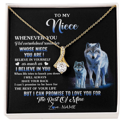 Alluring Beauty Necklace 18K Yellow Gold Finish | 1 | Personalized To My Niece Necklace From Aunt Uncle Whenever You Feel Wolf Niece Birthday Gifts Jewelry Graduation Christmas Customized Gift Box Message Card | siriusteestore