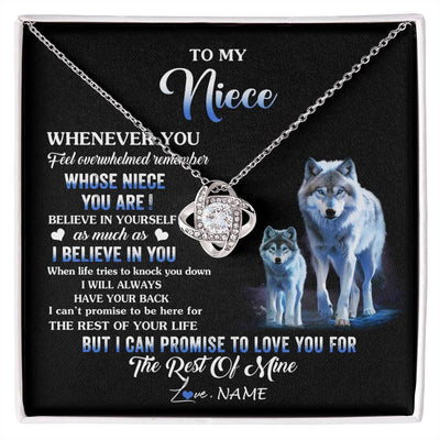 Love Knot Necklace 14K White Gold Finish | 1 | Personalized To My Niece Necklace From Aunt Uncle Whenever You Feel Wolf Niece Birthday Gifts Jewelry Graduation Christmas Customized Gift Box Message Card | siriusteestore