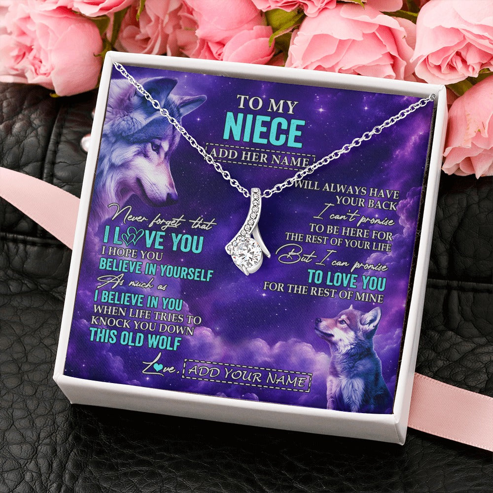 Alluring Beauty Necklace 14K White Gold Finish | 2 | Personalized To My Niece Necklace From Aunt Uncle Wolf Never Forget I Love You Niece Birthday Gifts Graduation Christmas Custom Gift Box Message Card Shirt & Hoodie | https://siriusteestore.