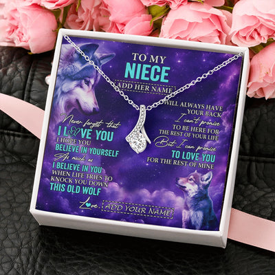 Alluring Beauty Necklace 14K White Gold Finish | 2 | Personalized To My Niece Necklace From Aunt Uncle Wolf Never Forget I Love You Niece Birthday Gifts Graduation Christmas Custom Gift Box Message Card Shirt & Hoodie | https://siriusteestore.