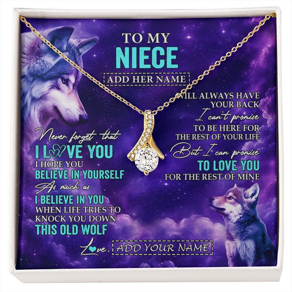 Alluring Beauty Necklace 18K Yellow Gold Finish | 1 | Personalized To My Niece Necklace From Aunt Uncle Wolf Never Forget I Love You Niece Birthday Gifts Graduation Christmas Custom Gift Box Message Card Shirt & Hoodie | https://siriusteestore.